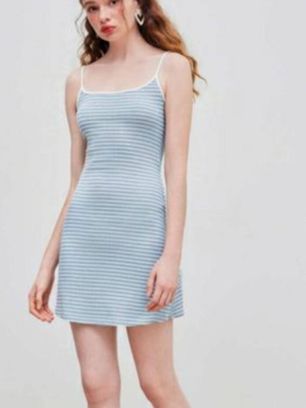 CIDER Scoop Neckline Blue White Striped Cami Mini Dress
